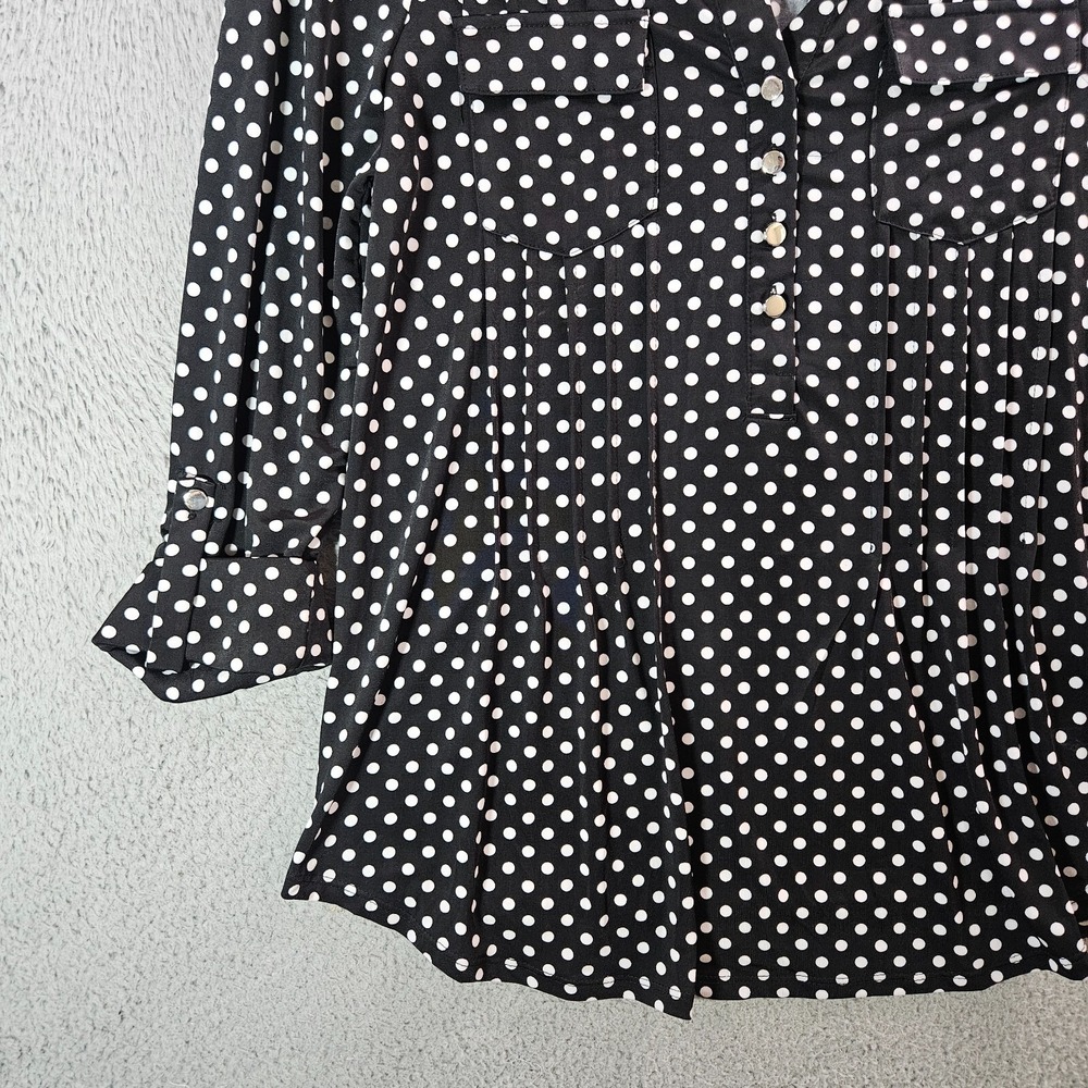 Cocomo Top Blouse Women Small Polka Dot White Black - Picture 2 of 9
